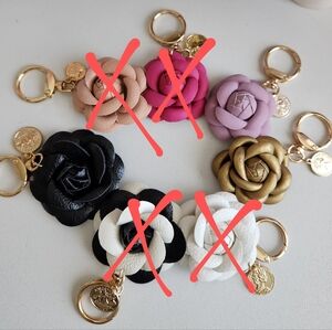 PICK ONE Camellia Flower Vegan Leather Keychain Bag Charm